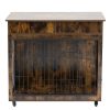 Dog Crate Furniture, Wooden Dog Crate End Table, 38.4 Inch Dog Kennel with 2 Drawers Storage, Heavy Duty Dog Crate, Decorative Pet Crate Dog Cage for